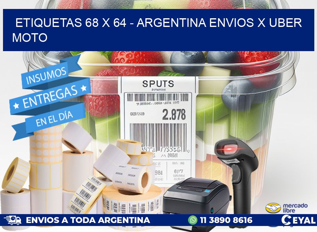 ETIQUETAS 68 x 64 - ARGENTINA ENVIOS X UBER MOTO