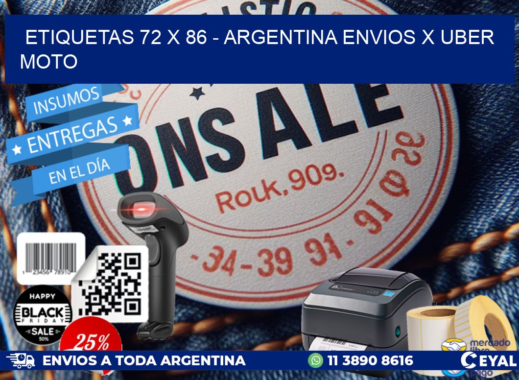 ETIQUETAS 72 x 86 - ARGENTINA ENVIOS X UBER MOTO