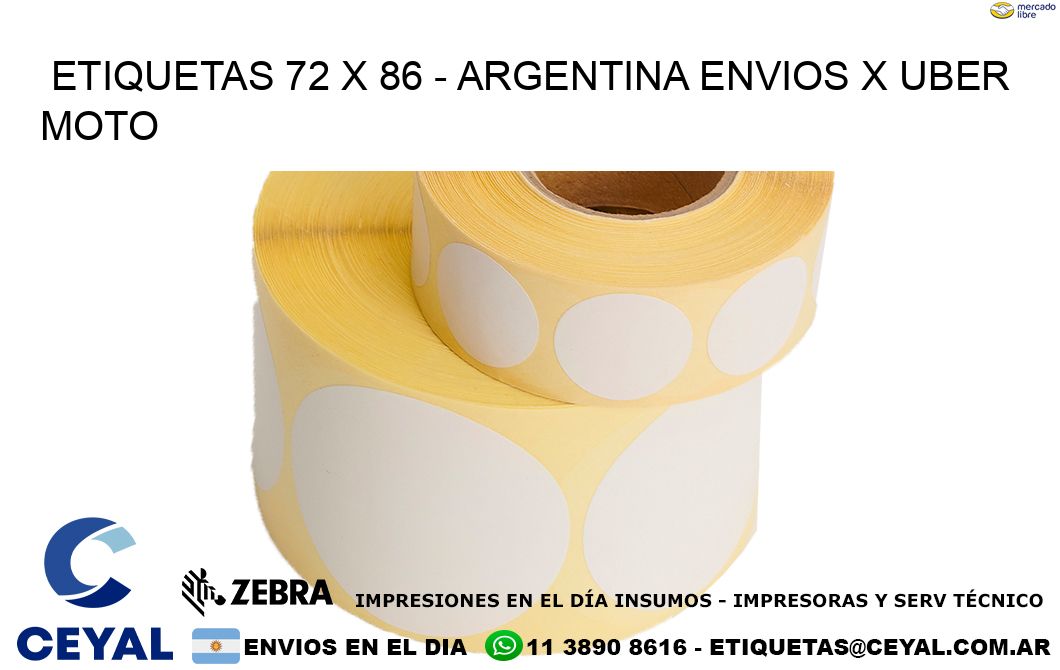 ETIQUETAS 72 x 86 - ARGENTINA ENVIOS X UBER MOTO