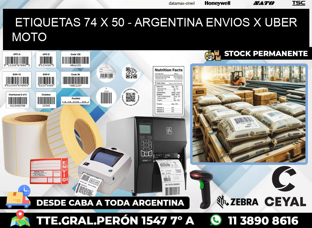 ETIQUETAS 74 x 50 – ARGENTINA ENVIOS X UBER MOTO