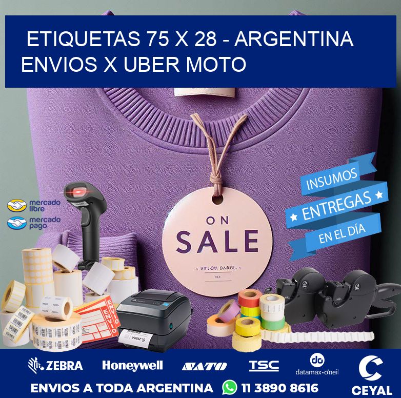 ETIQUETAS 75 x 28 - ARGENTINA ENVIOS X UBER MOTO