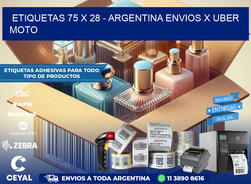 ETIQUETAS 75 x 28 – ARGENTINA ENVIOS X UBER MOTO