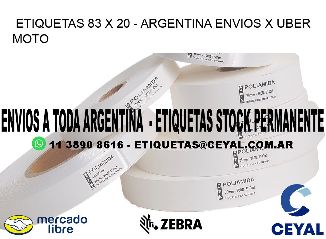 ETIQUETAS 83 x 20 - ARGENTINA ENVIOS X UBER MOTO