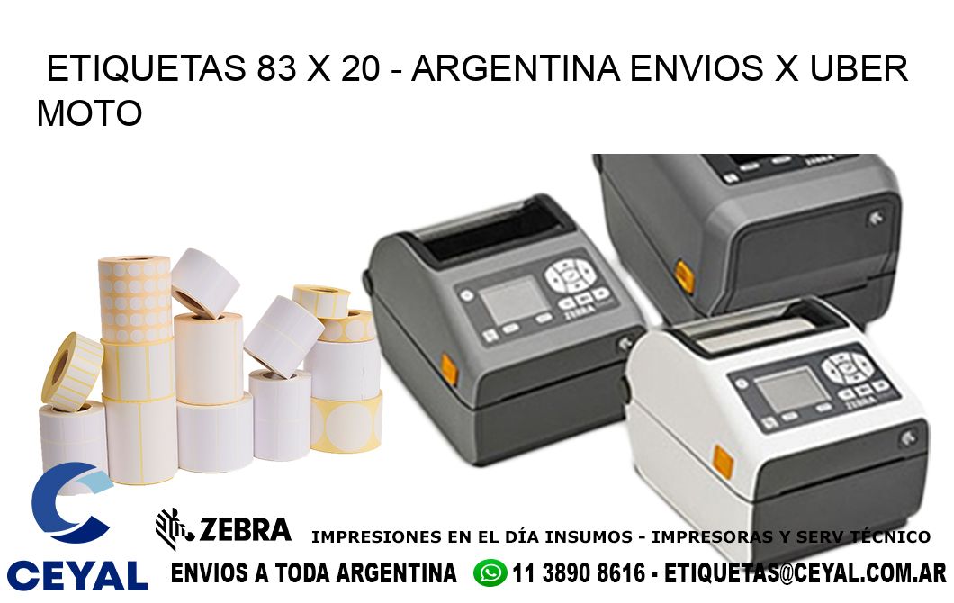 ETIQUETAS 83 x 20 - ARGENTINA ENVIOS X UBER MOTO