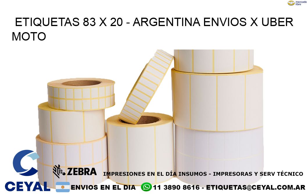 ETIQUETAS 83 x 20 – ARGENTINA ENVIOS X UBER MOTO