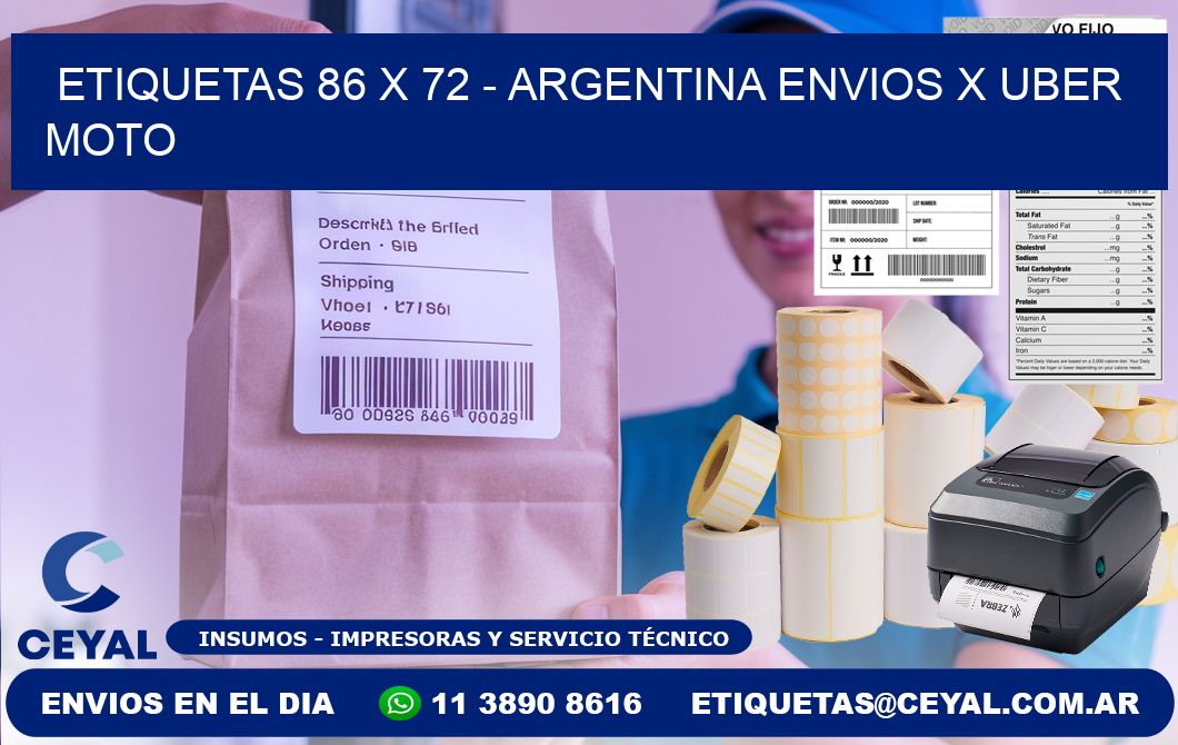 ETIQUETAS 86 x 72 - ARGENTINA ENVIOS X UBER MOTO