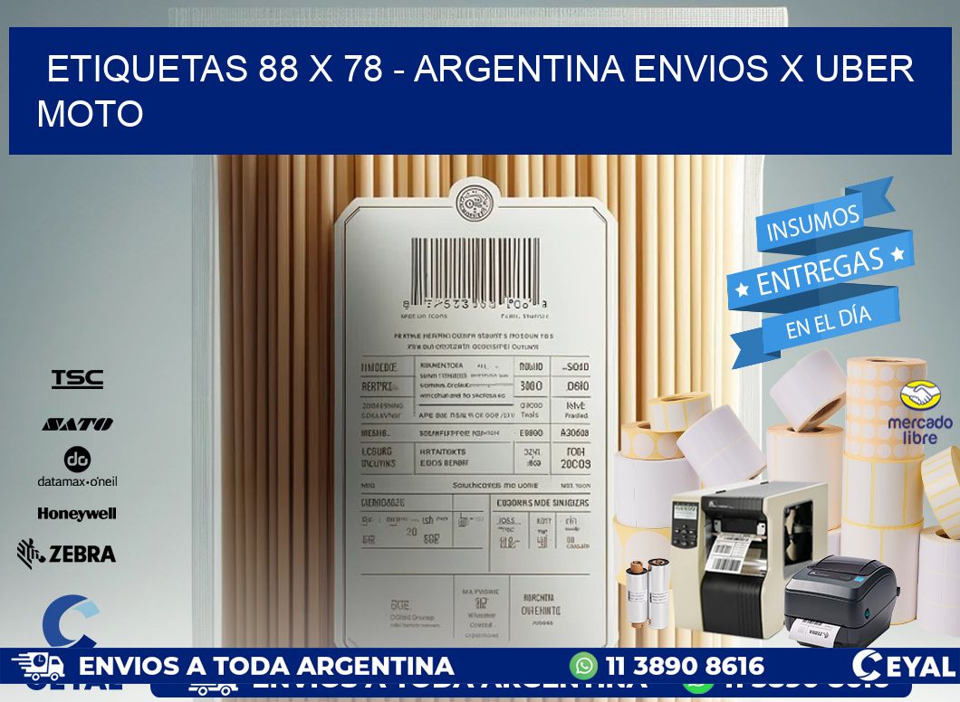 ETIQUETAS 88 x 78 - ARGENTINA ENVIOS X UBER MOTO