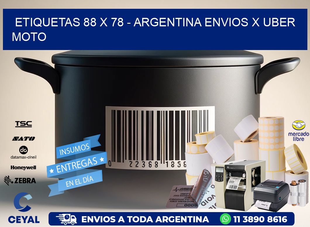 ETIQUETAS 88 x 78 - ARGENTINA ENVIOS X UBER MOTO