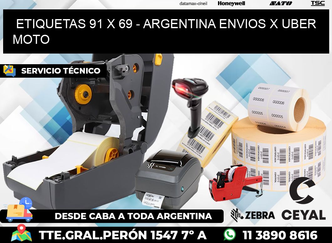 ETIQUETAS 91 x 69 - ARGENTINA ENVIOS X UBER MOTO