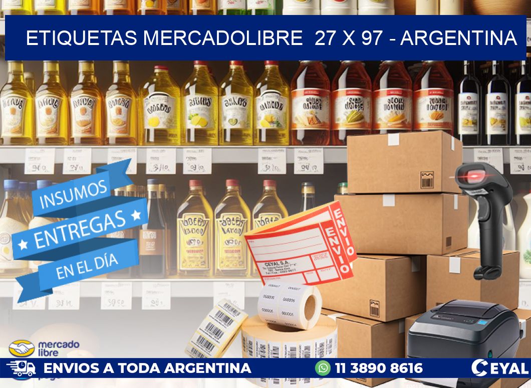 ETIQUETAS MERCADOLIBRE  27 x 97 - ARGENTINA