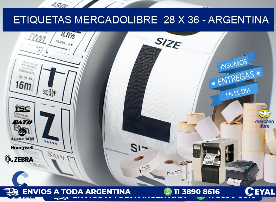 ETIQUETAS MERCADOLIBRE  28 x 36 - ARGENTINA