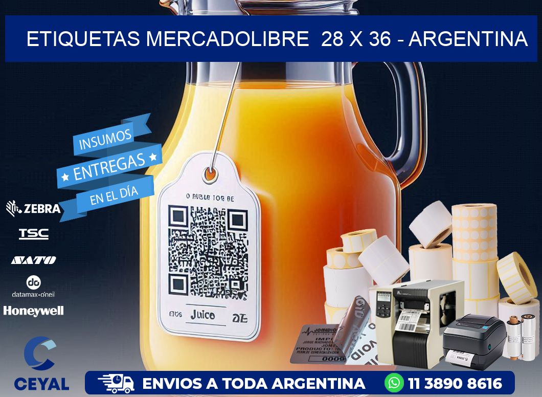 ETIQUETAS MERCADOLIBRE  28 x 36 - ARGENTINA