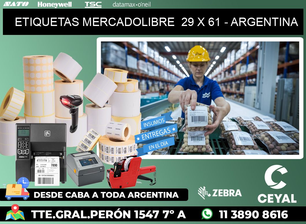 ETIQUETAS MERCADOLIBRE  29 x 61 - ARGENTINA