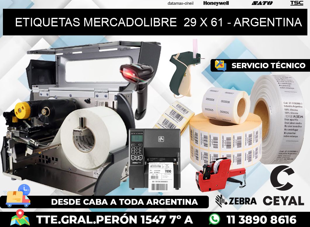 ETIQUETAS MERCADOLIBRE  29 x 61 - ARGENTINA