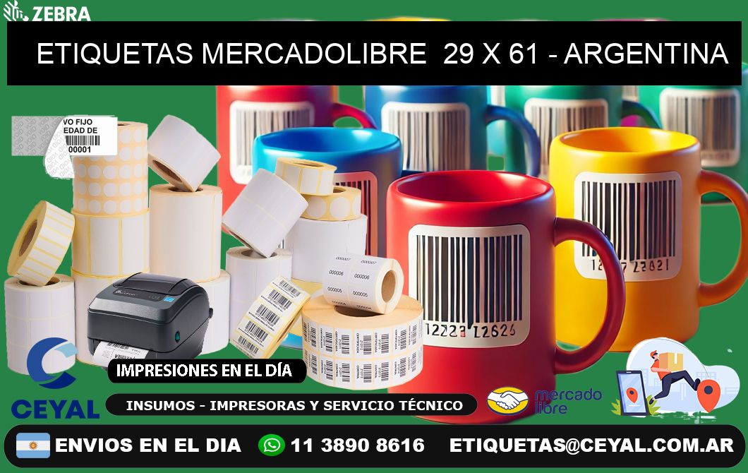 ETIQUETAS MERCADOLIBRE  29 x 61 - ARGENTINA