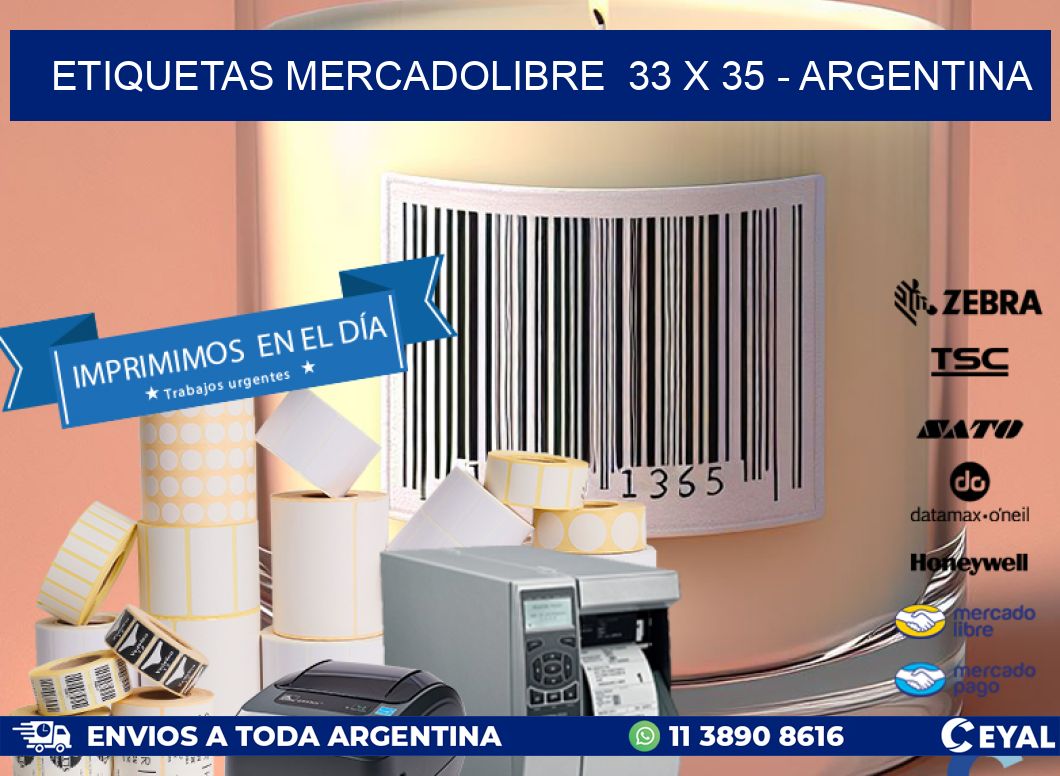 ETIQUETAS MERCADOLIBRE  33 x 35 - ARGENTINA