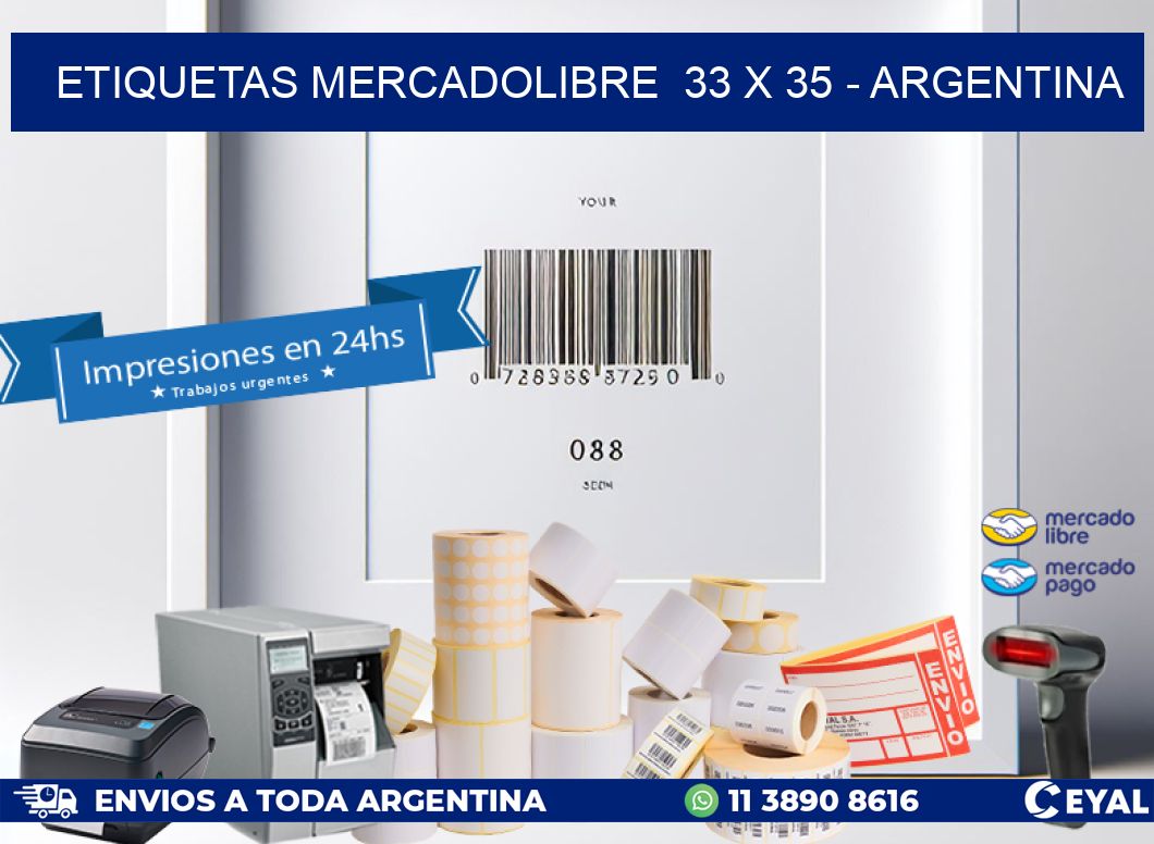 ETIQUETAS MERCADOLIBRE  33 x 35 - ARGENTINA