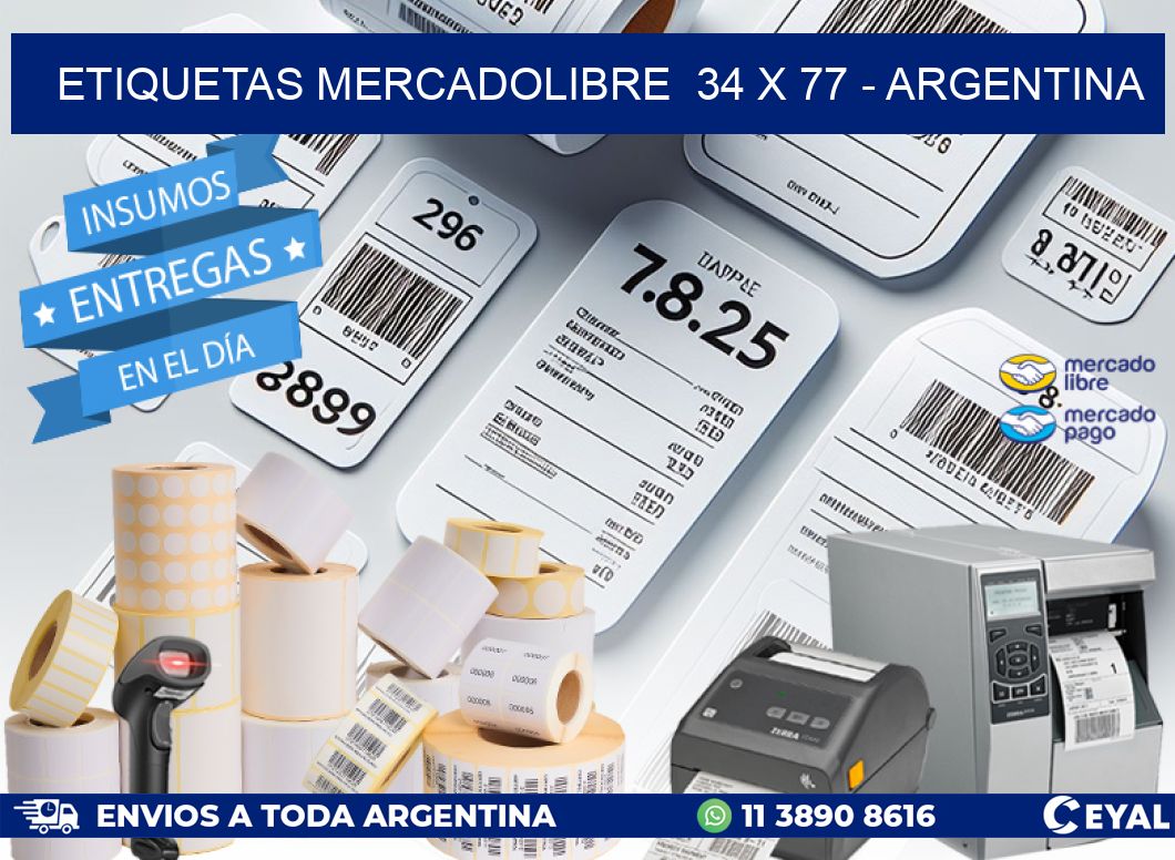 ETIQUETAS MERCADOLIBRE  34 x 77 - ARGENTINA