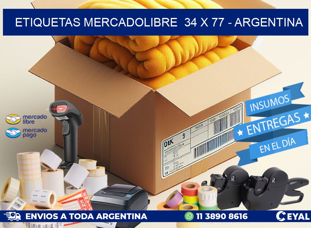 ETIQUETAS MERCADOLIBRE  34 x 77 - ARGENTINA