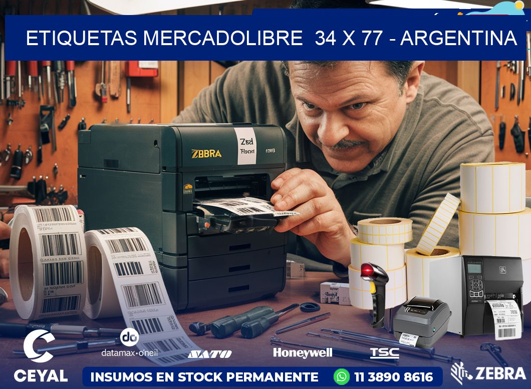 ETIQUETAS MERCADOLIBRE  34 x 77 - ARGENTINA