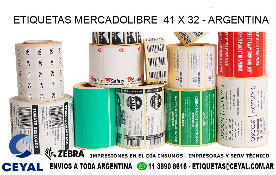 ETIQUETAS MERCADOLIBRE  41 x 32 - ARGENTINA