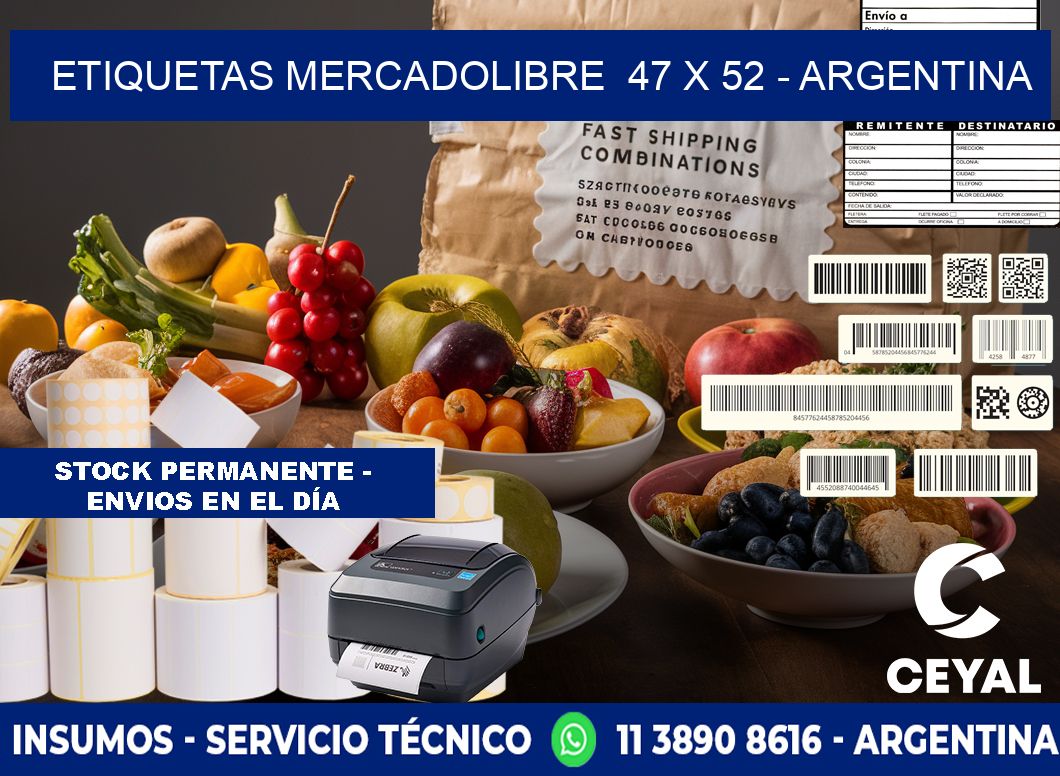 ETIQUETAS MERCADOLIBRE  47 x 52 - ARGENTINA