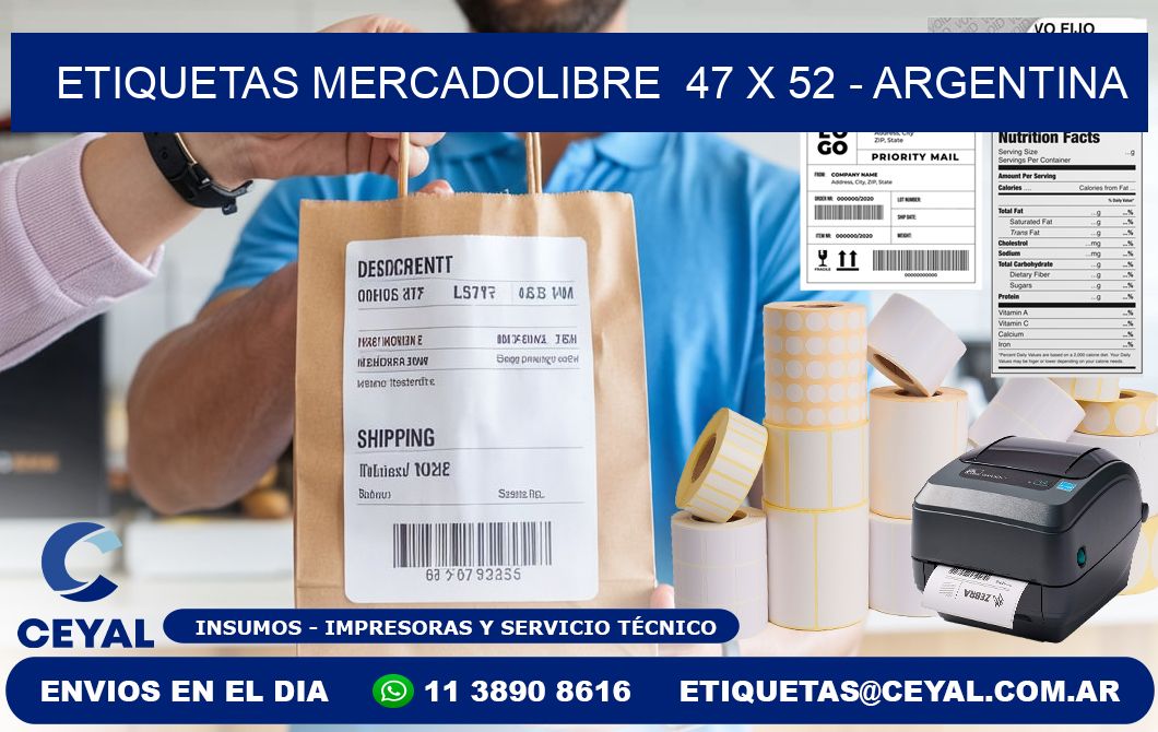 ETIQUETAS MERCADOLIBRE  47 x 52 - ARGENTINA