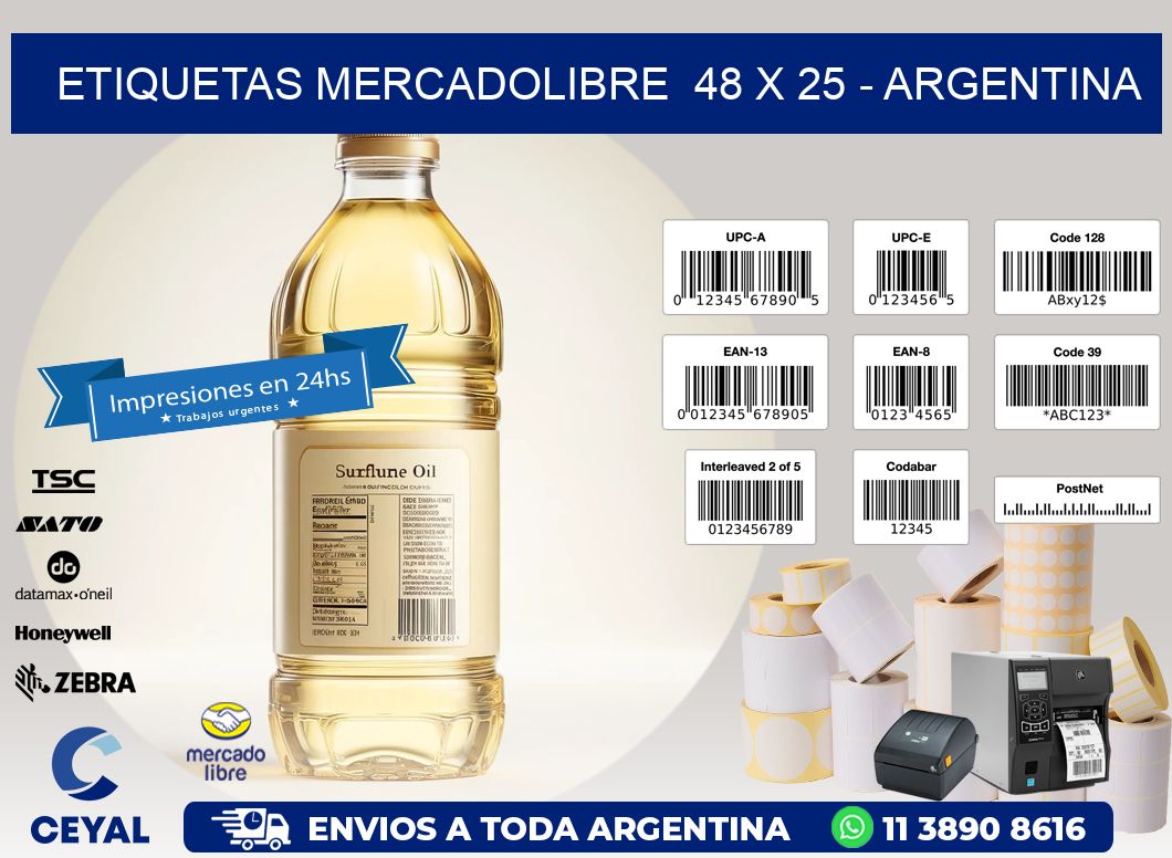 ETIQUETAS MERCADOLIBRE  48 x 25 - ARGENTINA