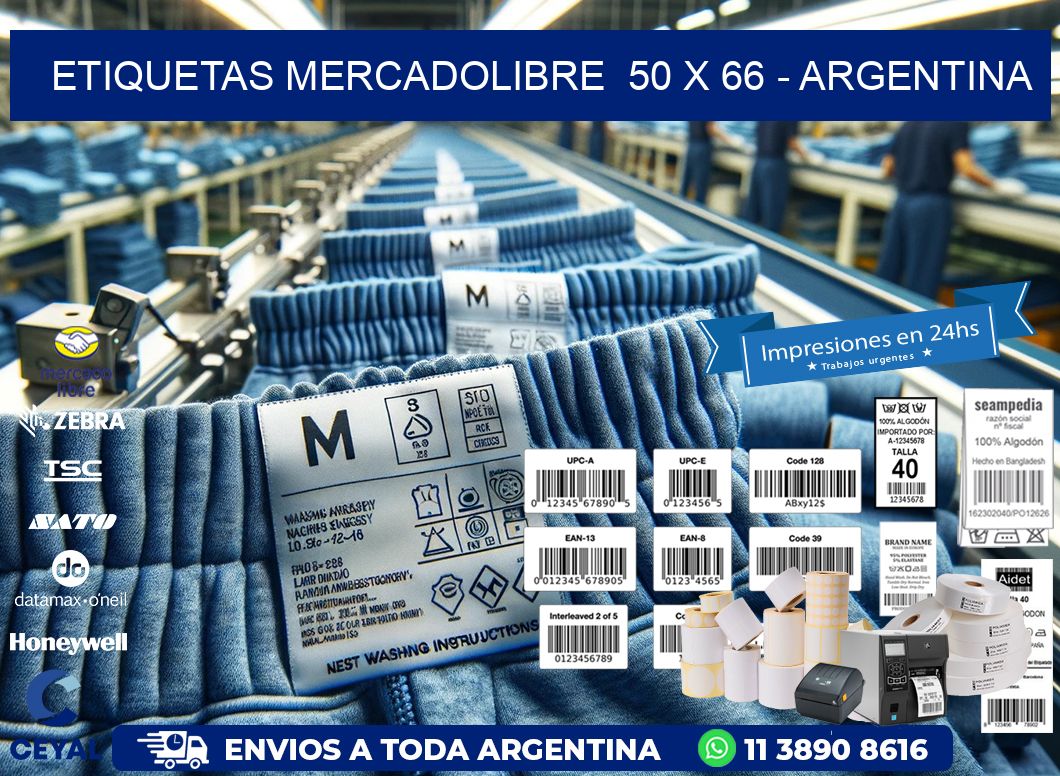 ETIQUETAS MERCADOLIBRE  50 x 66 - ARGENTINA