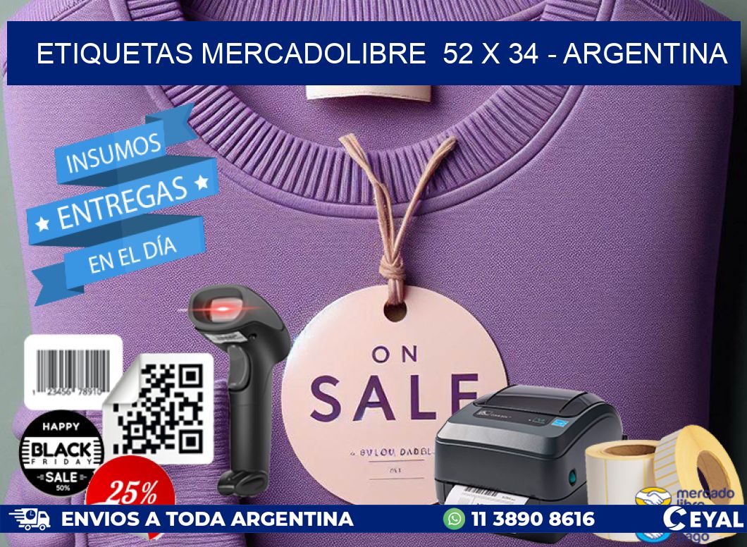 ETIQUETAS MERCADOLIBRE  52 x 34 - ARGENTINA