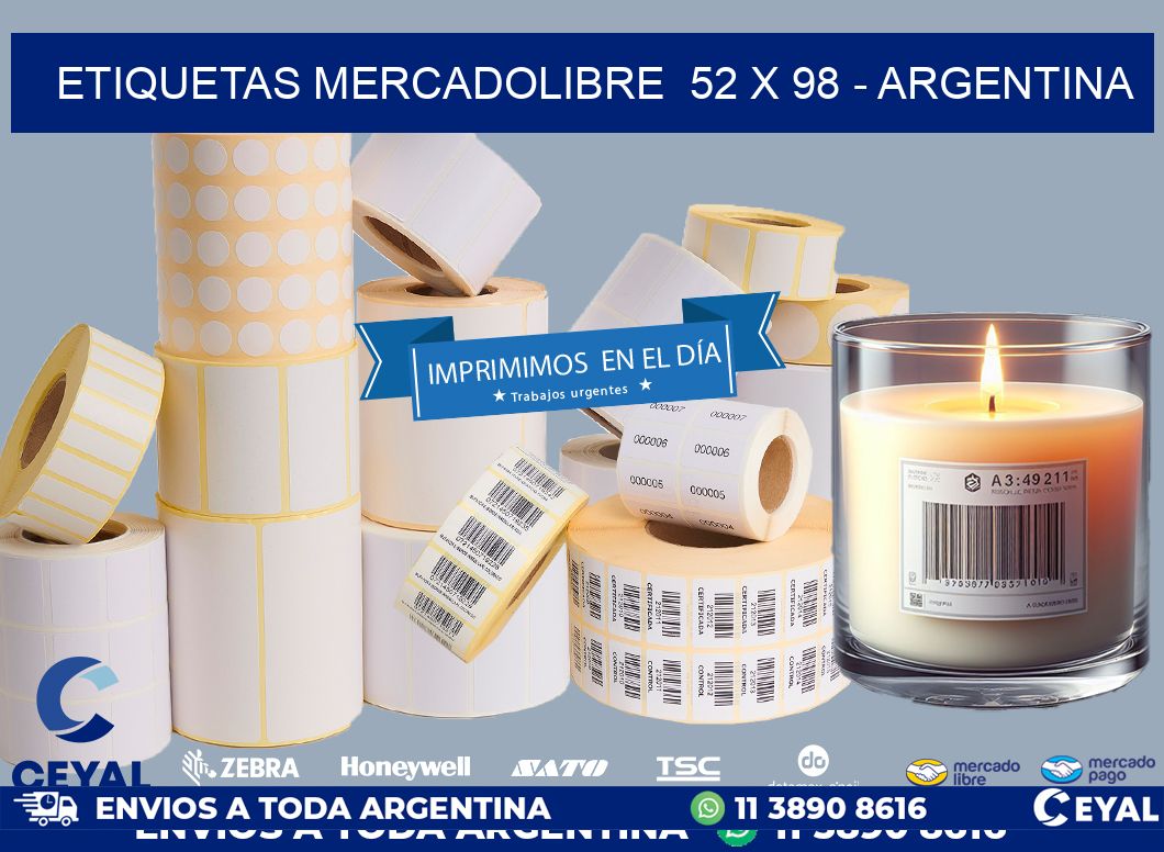 ETIQUETAS MERCADOLIBRE  52 x 98 - ARGENTINA