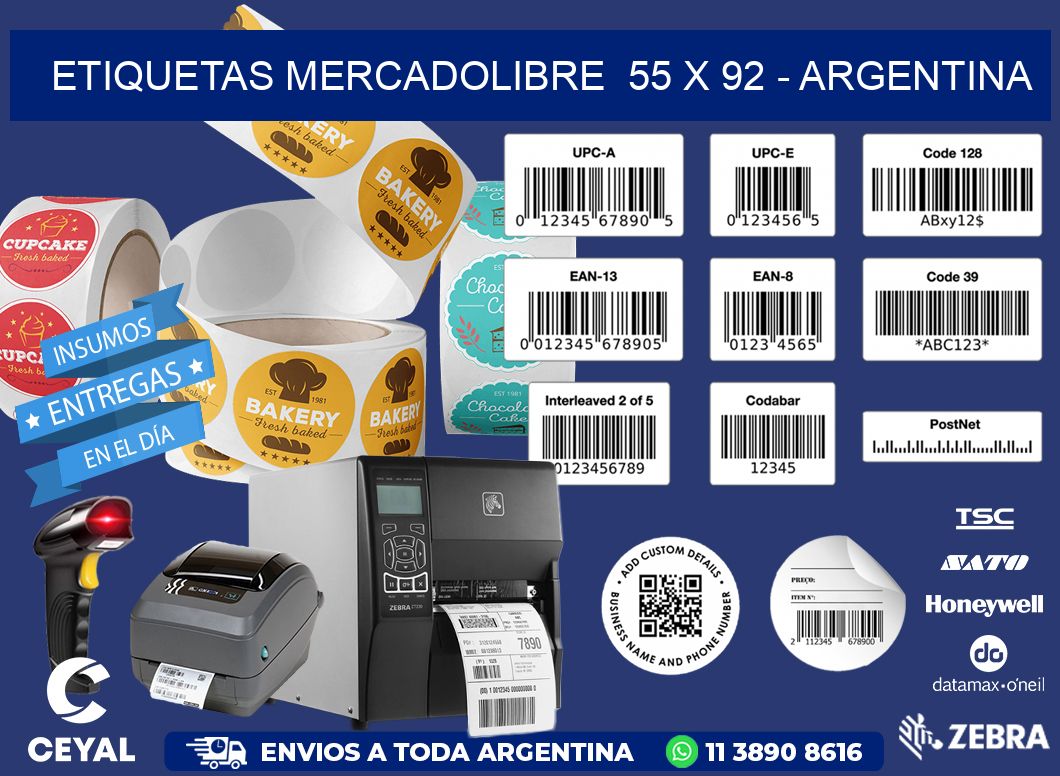 ETIQUETAS MERCADOLIBRE  55 x 92 - ARGENTINA