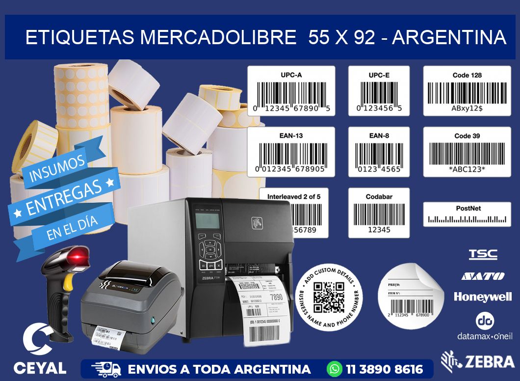 ETIQUETAS MERCADOLIBRE  55 x 92 - ARGENTINA