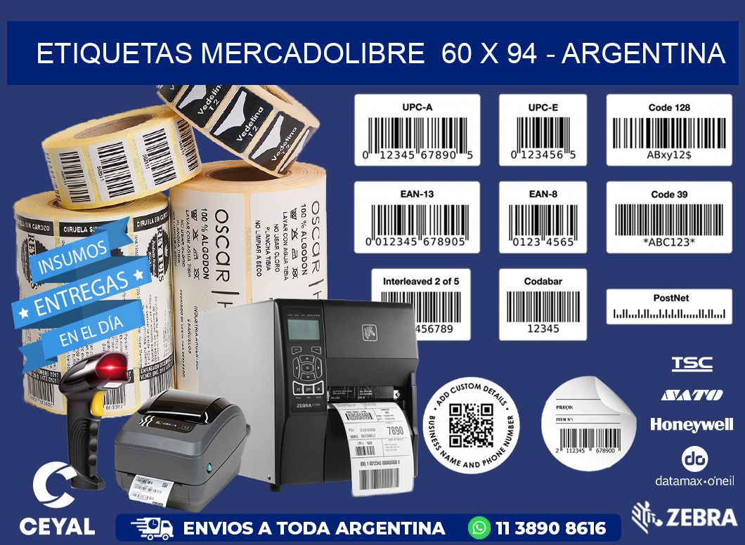 ETIQUETAS MERCADOLIBRE  60 x 94 - ARGENTINA