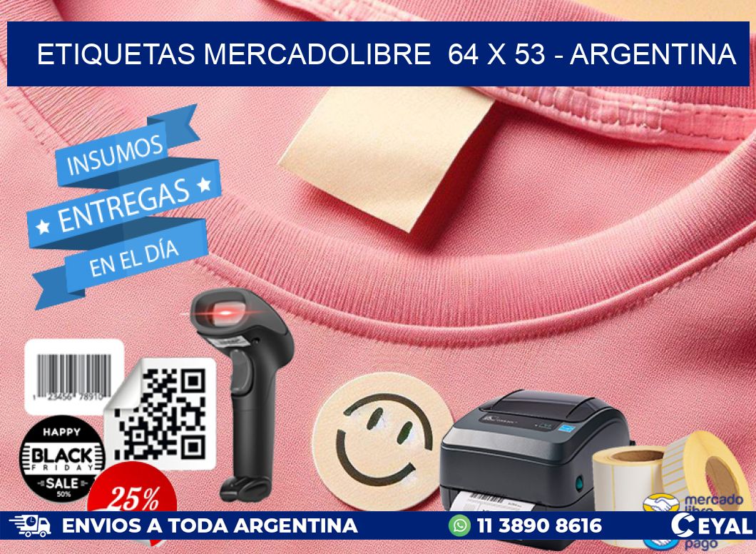 ETIQUETAS MERCADOLIBRE  64 x 53 - ARGENTINA