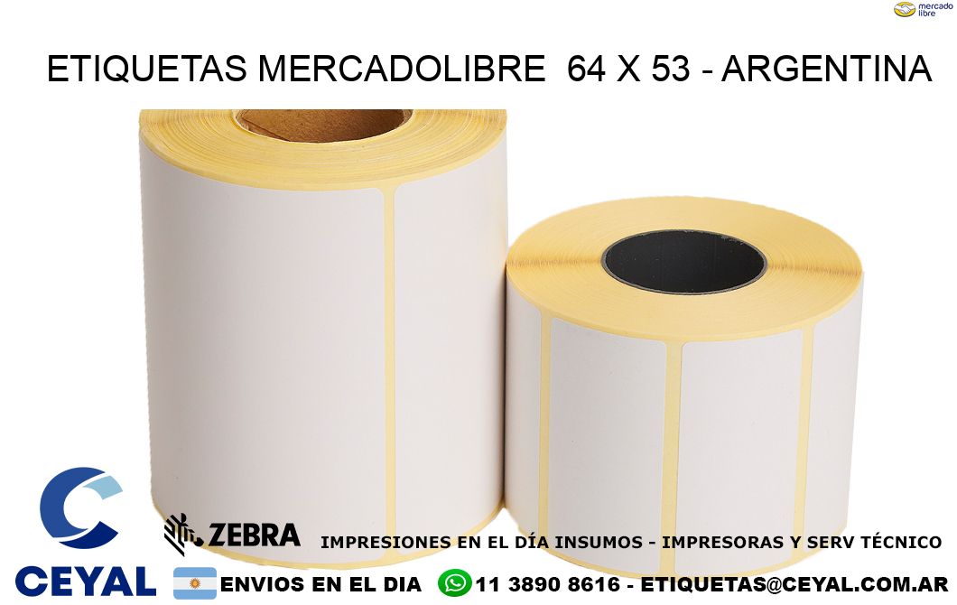 ETIQUETAS MERCADOLIBRE  64 x 53 - ARGENTINA