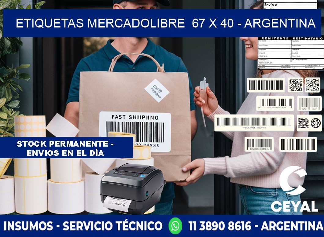 ETIQUETAS MERCADOLIBRE  67 x 40 - ARGENTINA