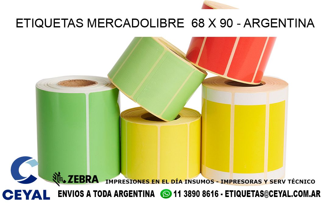 ETIQUETAS MERCADOLIBRE  68 x 90 - ARGENTINA