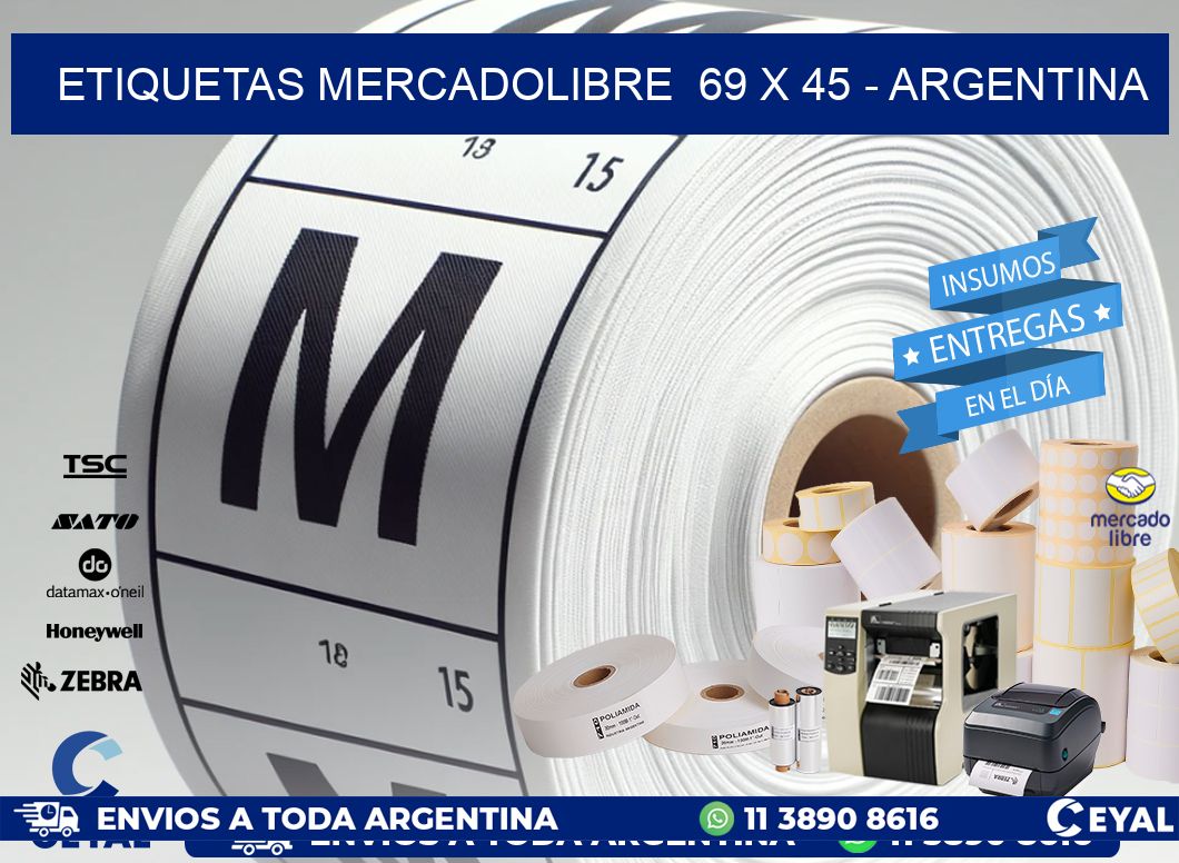 ETIQUETAS MERCADOLIBRE  69 x 45 - ARGENTINA