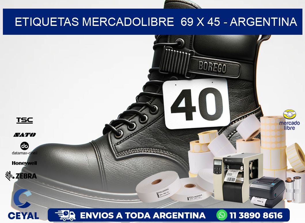 ETIQUETAS MERCADOLIBRE  69 x 45 - ARGENTINA