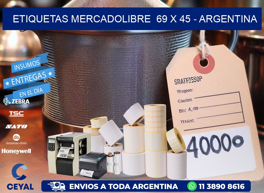 ETIQUETAS MERCADOLIBRE  69 x 45 - ARGENTINA