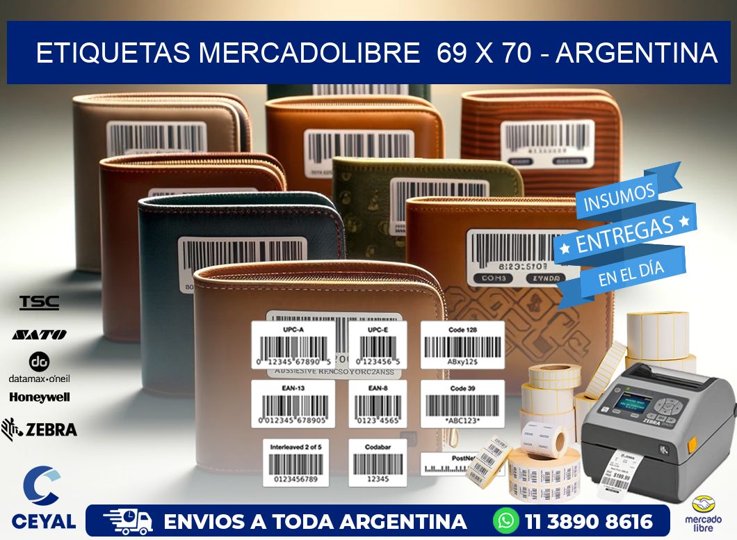 ETIQUETAS MERCADOLIBRE  69 x 70 - ARGENTINA