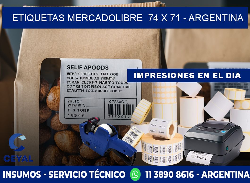 ETIQUETAS MERCADOLIBRE  74 x 71 - ARGENTINA