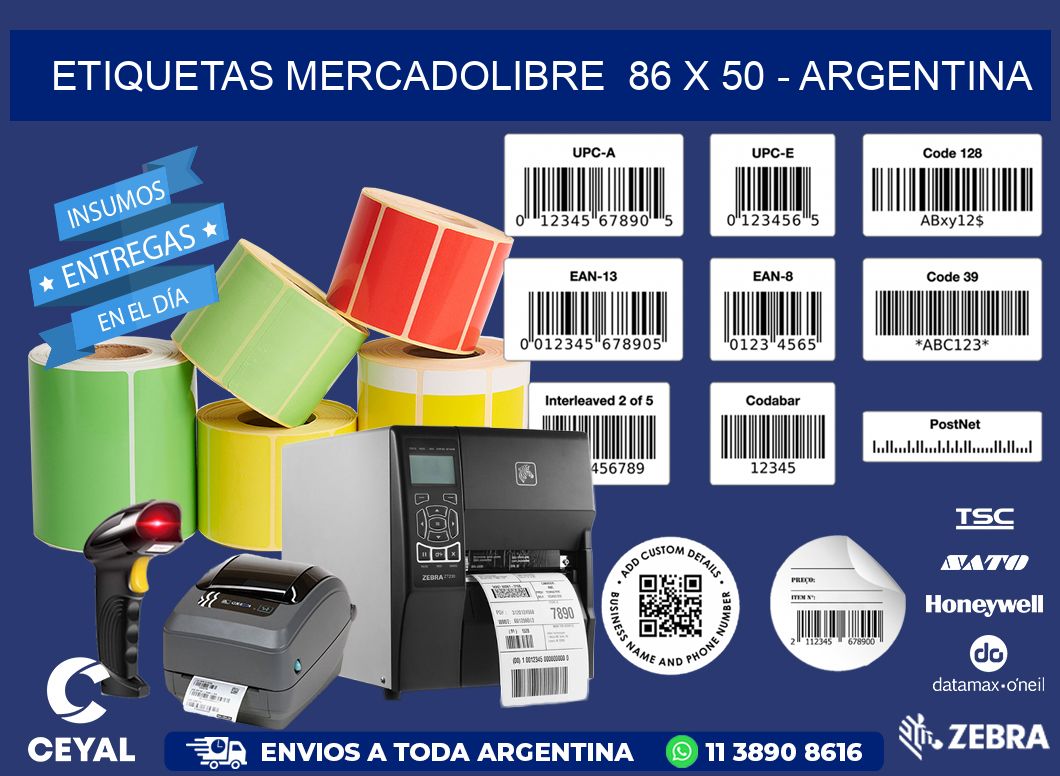 ETIQUETAS MERCADOLIBRE  86 x 50 - ARGENTINA