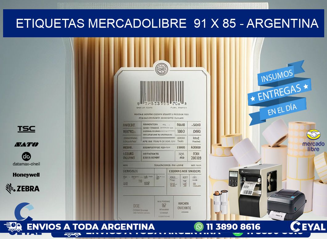 ETIQUETAS MERCADOLIBRE  91 x 85 - ARGENTINA