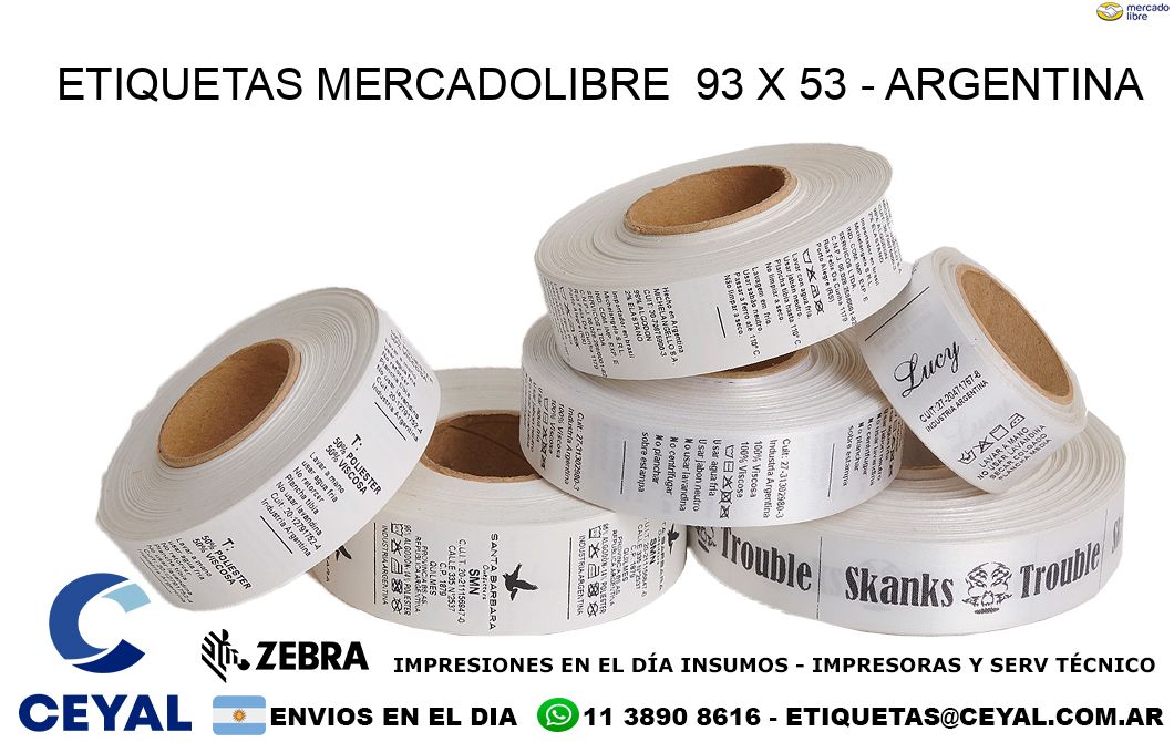 ETIQUETAS MERCADOLIBRE  93 x 53 - ARGENTINA