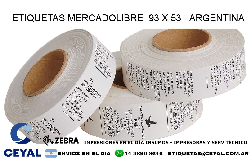 ETIQUETAS MERCADOLIBRE  93 x 53 - ARGENTINA