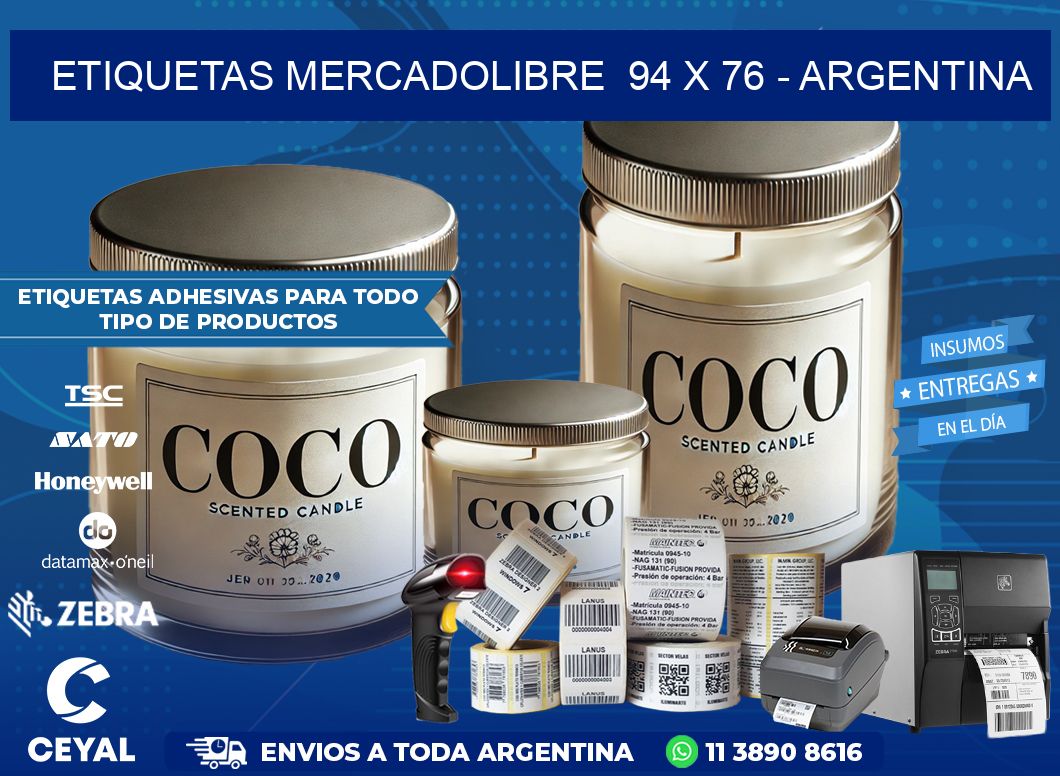 ETIQUETAS MERCADOLIBRE  94 x 76 – ARGENTINA