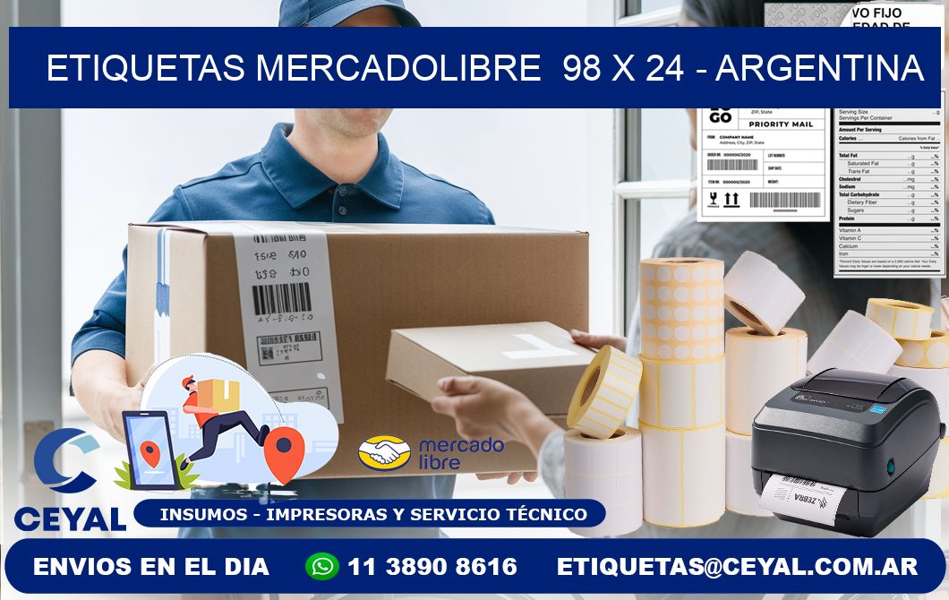 ETIQUETAS MERCADOLIBRE  98 x 24 - ARGENTINA