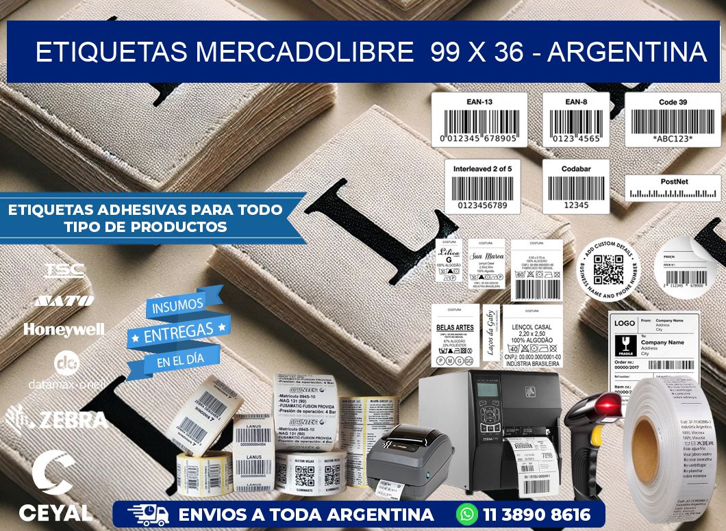 ETIQUETAS MERCADOLIBRE  99 x 36 - ARGENTINA